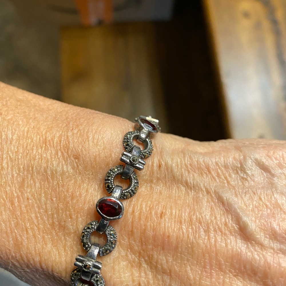 VINTAGE STERLING SLIVER MARCASITE BRACELET - Picture 4 of 6